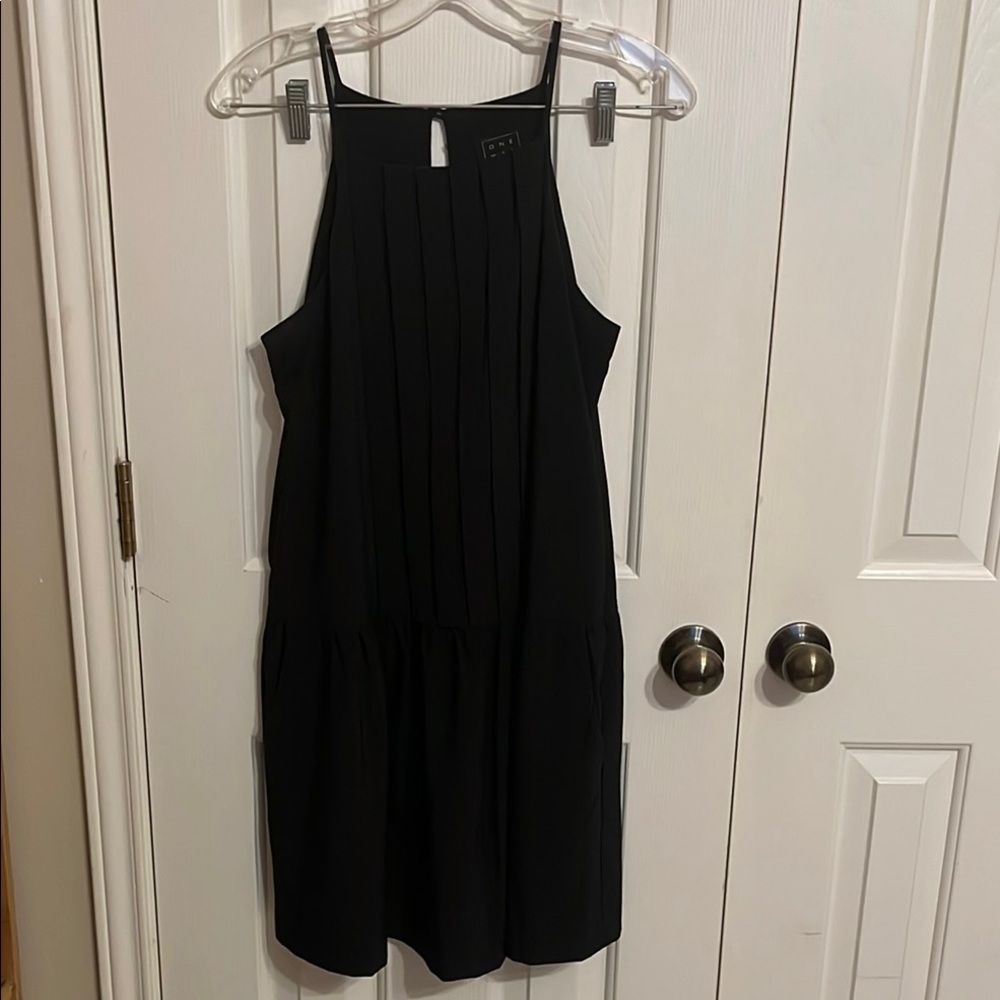 Black Halter Mini Sundress for Night Out